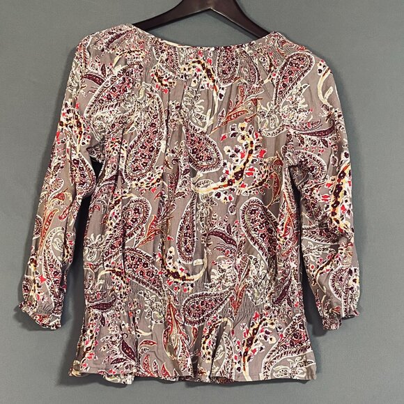 Izod Boho Smocked Peplum Blouse Women's Medium - Picture 6 of 6